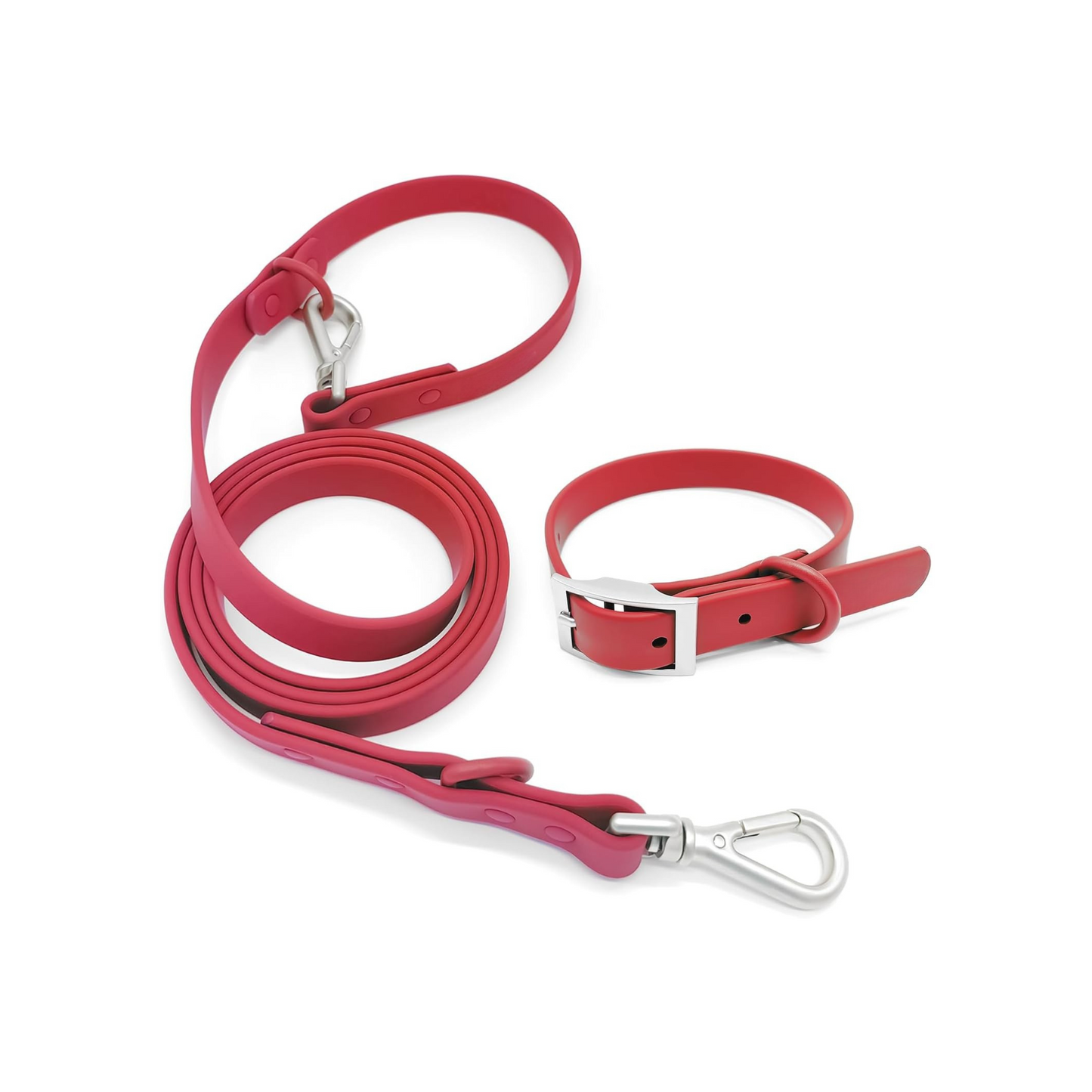 Bundle Leash and Collar - Red Cherry (waterproof)