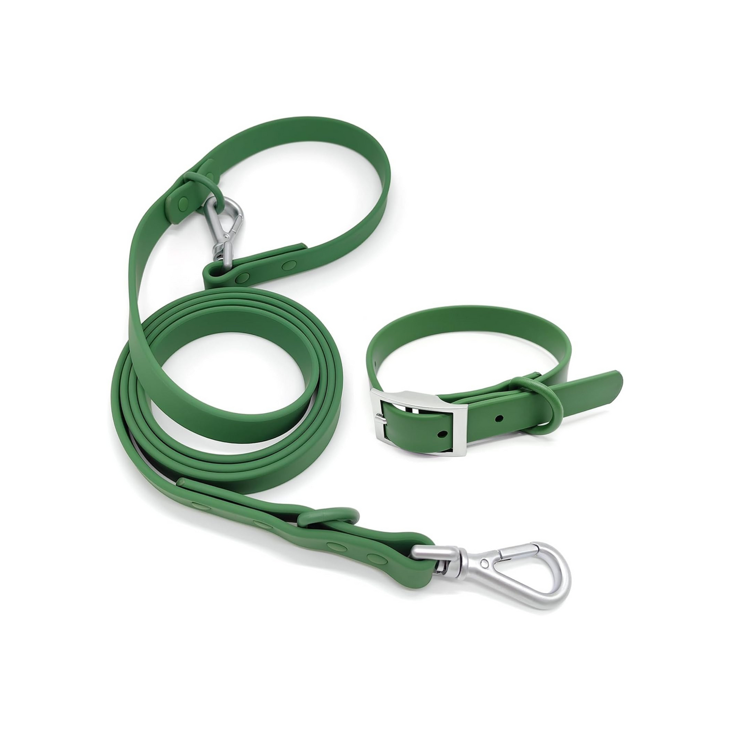 Bundle Leash & Collar - Olive green (waterproof)
